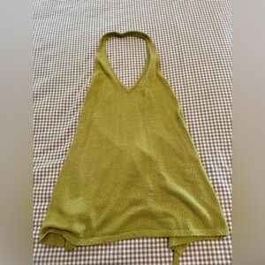 Free People Olive Green Halter Tank Top